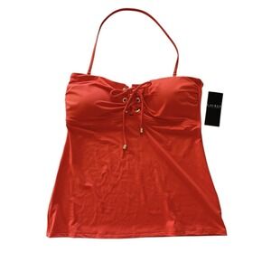 Lauren Ralph Lauren Beach Club Solid Logo Grommet Tubini Top Size 10 $110